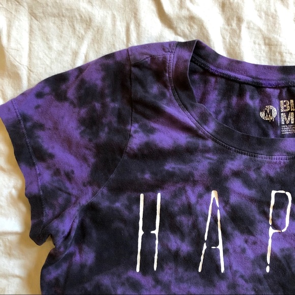 Purple and Black Tye-Dye “Happy Thoughts” shirt - Picture 3 of 5